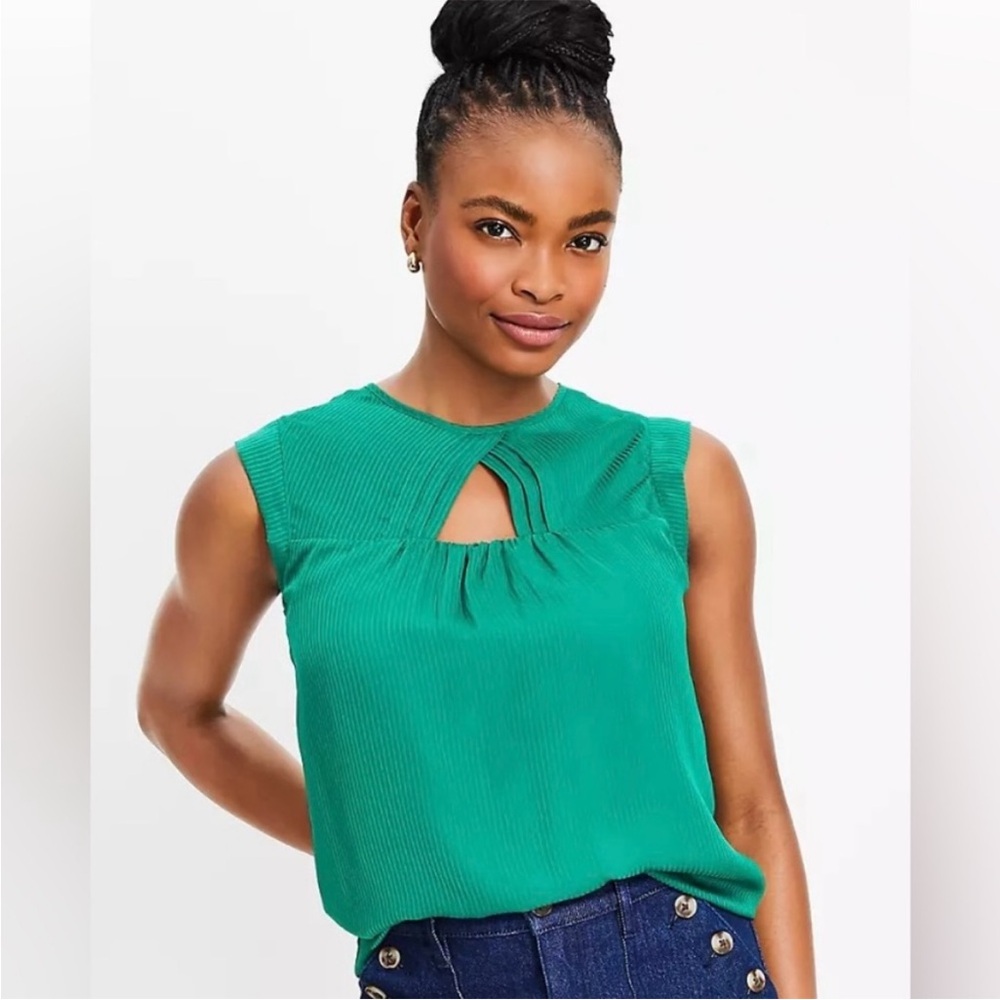 NWT Loft Striped Cutout Yoke Top